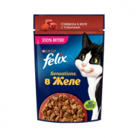  FELIX® Sensations для взрослых кошек, с говядиной в желе с томатами 75 г в зоомагазине Лепшы Сябар
