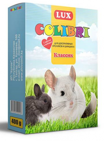 Корм LUX COLIBRI для кроликов и шиншилл основной рацион, 400 гр в зоомагазине Лепшы Сябар
