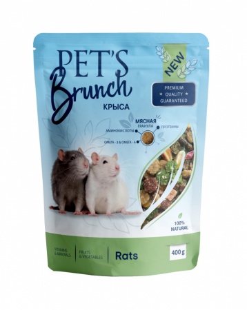 Корм сухой для грызунов PET'S BRUNCH РАЦИОН ДЛЯ КРЫС, 400 г в зоомагазине Лепшы Сябар