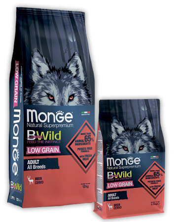 Monge Dog BWild Low Grain Adult All Breeds (оленина) в зоомагазине Лепшы Сябар