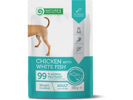 Nature's Protection Adult Weight Control (курица, белая рыба), 100 г х 22 шт. в зоомагазине Лепшы Сябар