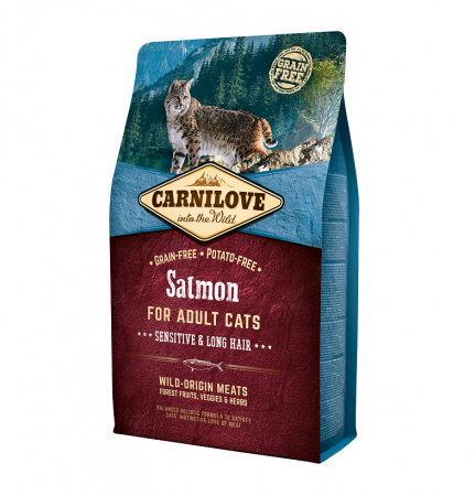 Carnilove for Adult Cats Sensitive & Long Hair (лосось) в зоомагазине Лепшы Сябар