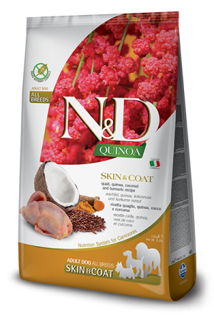 Farmina N&D Quinoa Adult All Breeds Skin & Coat (перепел, киноа) в зоомагазине Лепшы Сябар